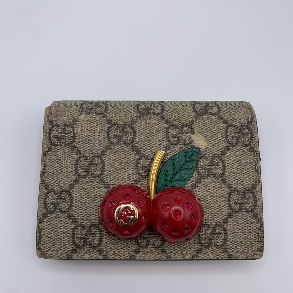 Preowned Gucci Cherry Canvas GG Marmont Wallet